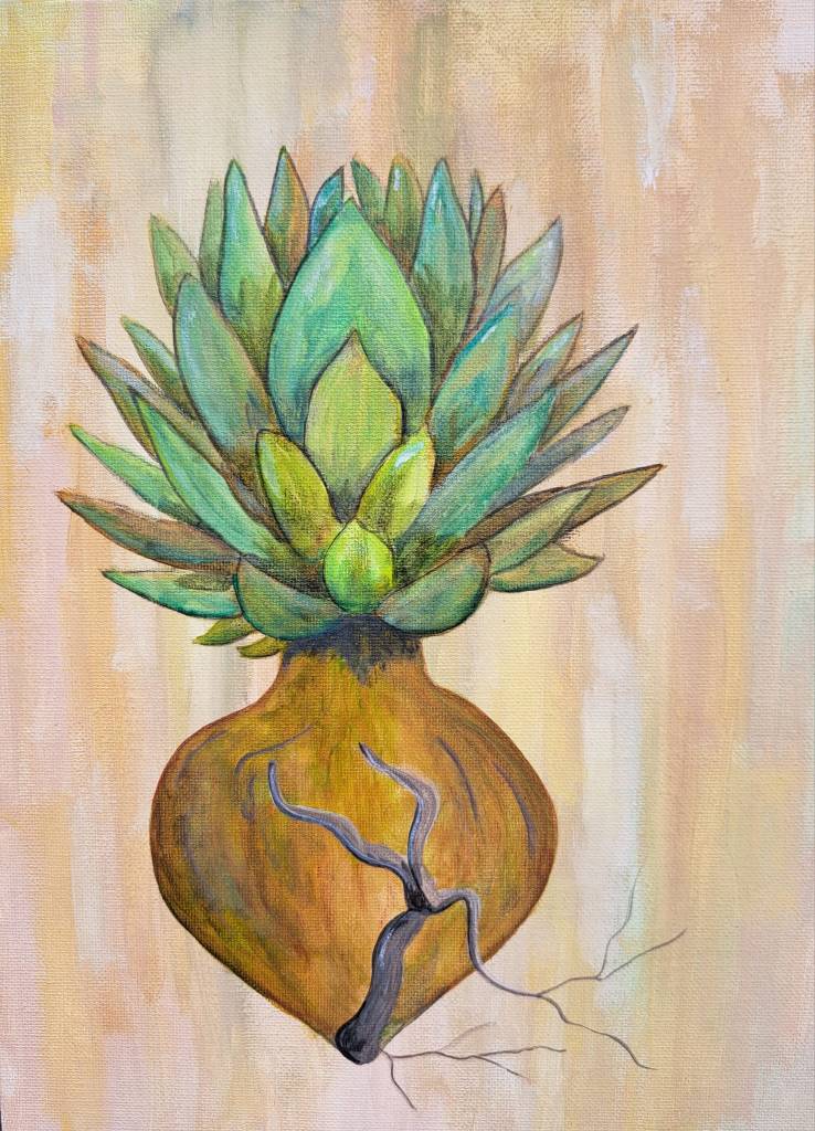 Geophytic Agave. Canvas panel.